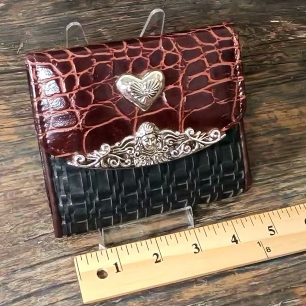 Brown and Black Croc-Embossed Wallet